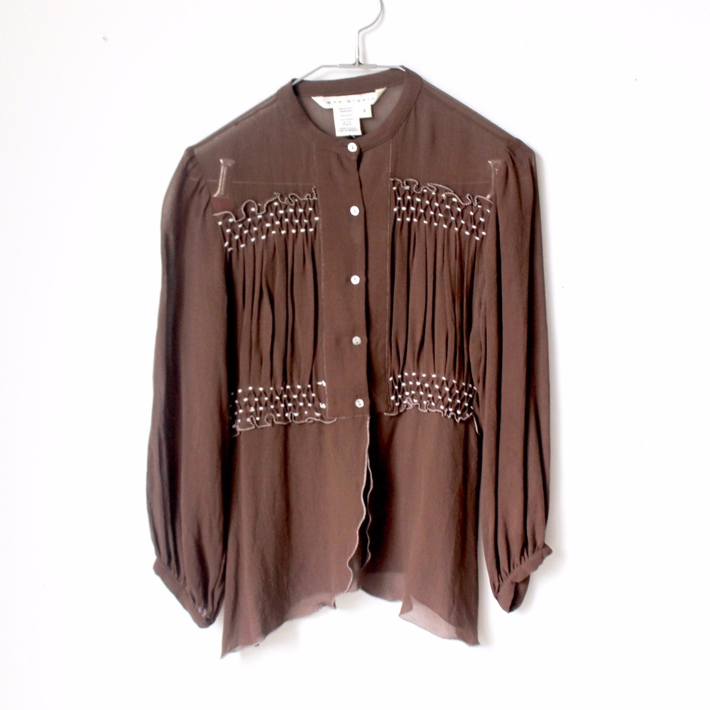 Sheer Brown Silk Bolero Top Max Studio Size Small